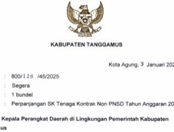 Pemkab Tanggamus Terbitkan Surat Edaran Larang Kepala OPD Angkat atau Ganti Tenaga Kontrak Non-PNSD