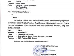 Sore Ini, Pemprov Lampung Jadwalkan Pelantikan Pejabat Eselon II
