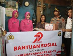Kapolres Tanggamus Pimpin Bakti Sosial di Kota Agung Timur Dalam Rangka Hari Bhayangkara Ke-79