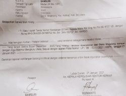Telah Hilang STNK Sepada Motor BE 8737 VB