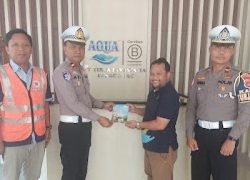 Satlantas Polres Tanggamus Sosialisasikan Bahaya ODOL di PT. Tirta Investama Aqua Tanggamus